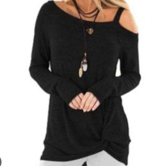 Leo Rosi Women Alicia Cold Shoulder Shirt Black Size L - Picture 1 of 10